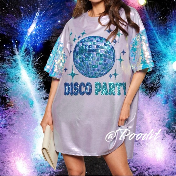 FANTASTIC FAWN disco party lavender tunic dress S M L - Picture 3 of 9